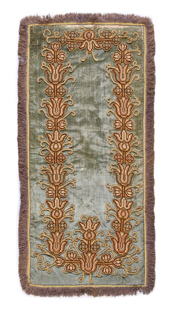 Three small carpets in silk velvet decorated...