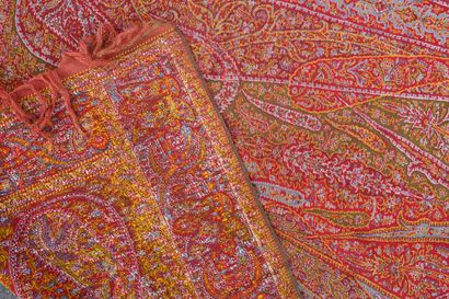 Long cashmere shawl, circa 1845, blue central...