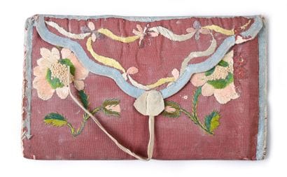 Embroidered pouch, Louis XV period, gros...