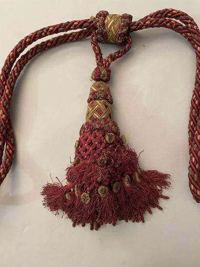 Three sets of cabled tassel tiebacks, two...