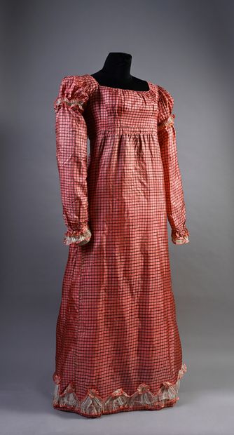 Afternoon dress, circa 1820, high-waisted...