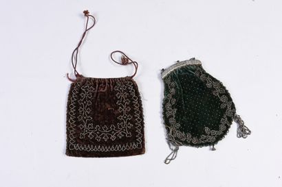Two embroidered reticules, first half of...