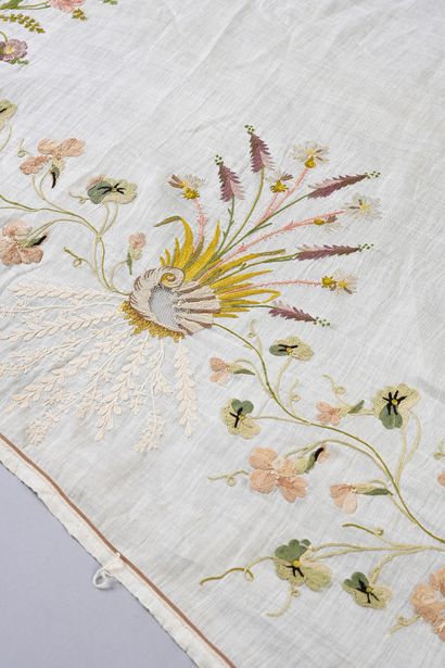 Disassembled embroidered skirt, circa 1790,...