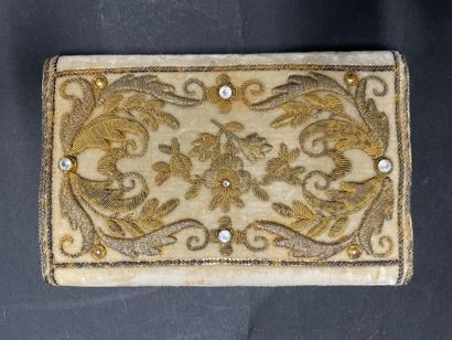 Wallet, Second Empire, cream velvet decorated...