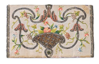 Embroidered bellows pouch, Louis XV period,...