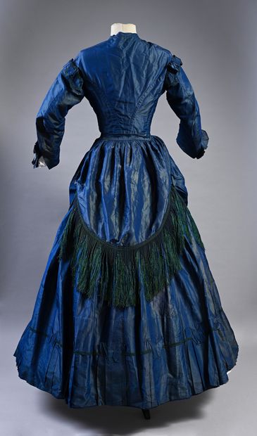 Afternoon dress, circa 1860, blue change...