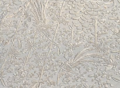 Châle de mariée brodé de fleurs et d'oiseaux,...