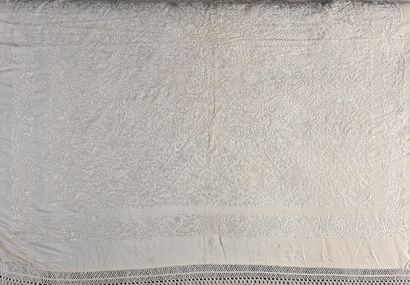 Châle de mariée brodé de fleurs et d'oiseaux,...