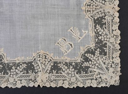 Mouchoir en dentelle d'Alençon, aiguille,...