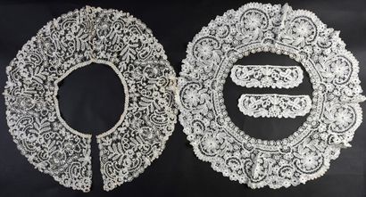 Quatre cols et deux manchettes en duchesse,...