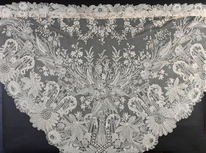 Châle triangulaire en dentelle de Bruxelles,...