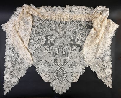 Châle triangulaire en dentelle de Bruxelles,...