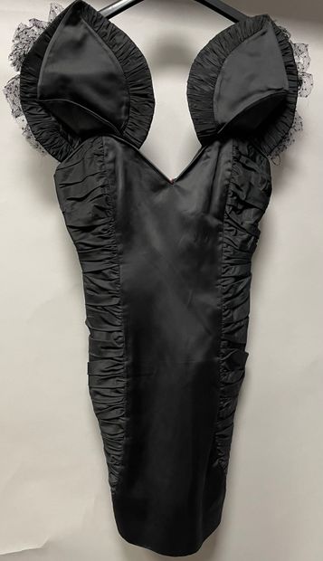 CLAUDE PETIN, black polyester mini dress....