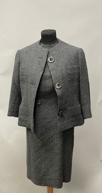 PIERRE BALMAIN HAUTE COUTURE, gray tweed...