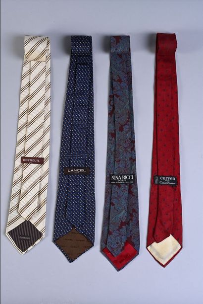Set comprising four silk ties, one Lancel...