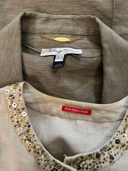 ALAIN MANOUKIAN, beige and gold linen jacket,...
