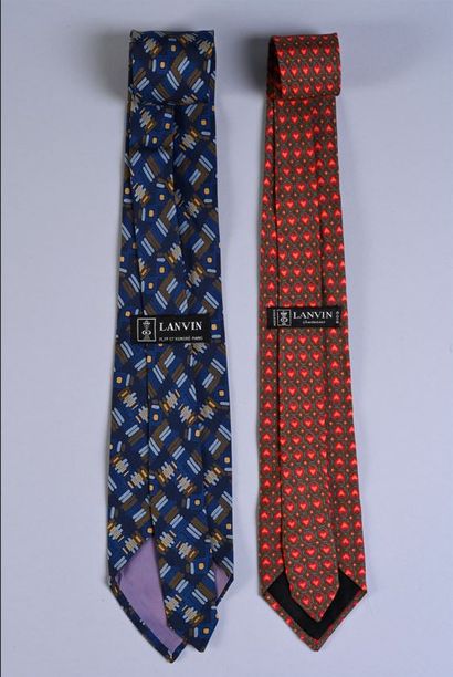 LANVIN Set of two silk ties, one decorated...
