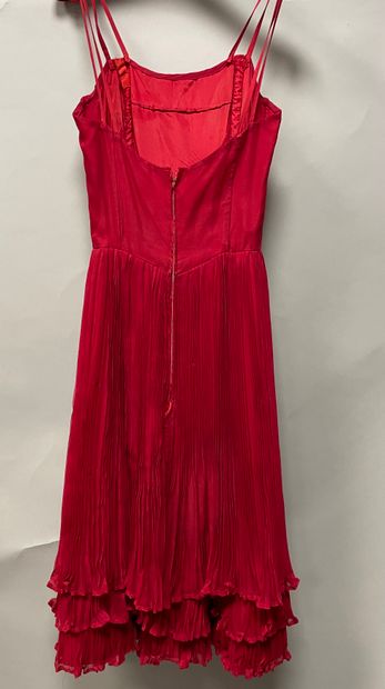 LOUIS FERAUD, red chiffon short evening dress,...
