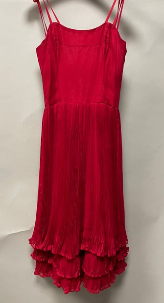 LOUIS FERAUD, red chiffon short evening dress,...