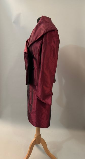 GEORGES REICH, jacket and skirt set in burgundy...