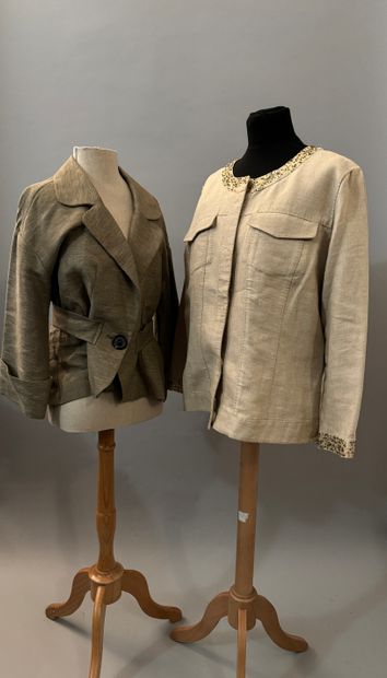 ALAIN MANOUKIAN, beige and gold linen jacket,...