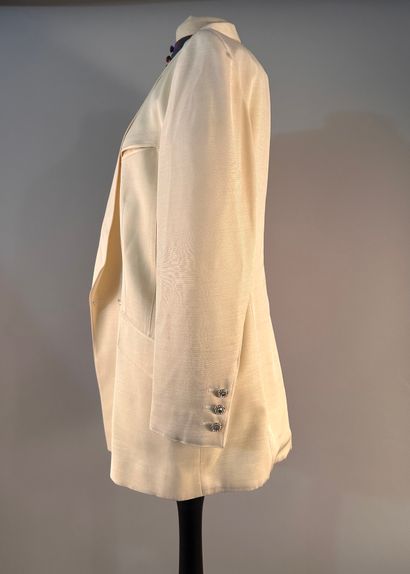 LOUIS FERAUD, Beige cotton skirt suit. Good...