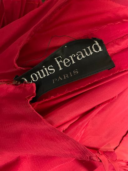 LOUIS FERAUD, red chiffon short evening dress,...