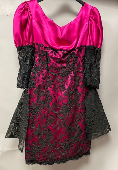ODICINI COUTURE, short evening gown in fuchsia...
