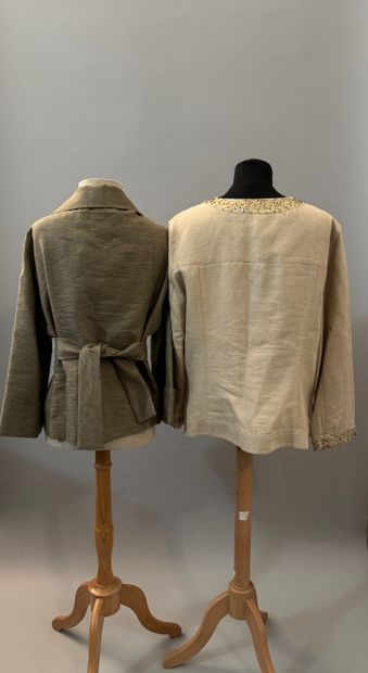 ALAIN MANOUKIAN, beige and gold linen jacket,...