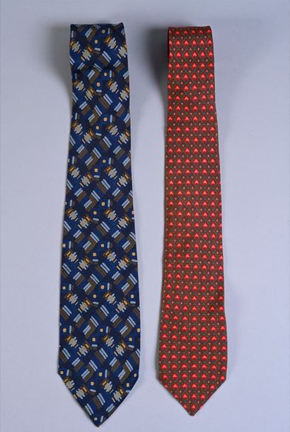 LANVIN Set of two silk ties, one decorated...