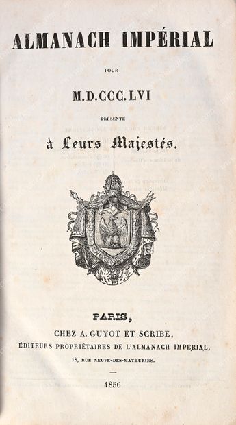 ENSEMBLE DE TROIS ALMANACHS AUX ARMES IMPÉRIALES.
Almanach...