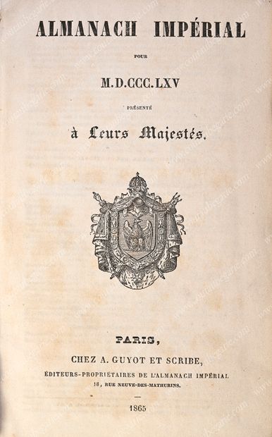 ENSEMBLE DE TROIS ALMANACHS AUX ARMES IMPÉRIALES.
Almanach...