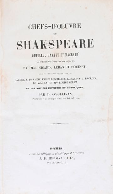 OUVRAGE AUX ARMES DE LA MAISON IMPÉRIALE.
SHAKESPEARE...