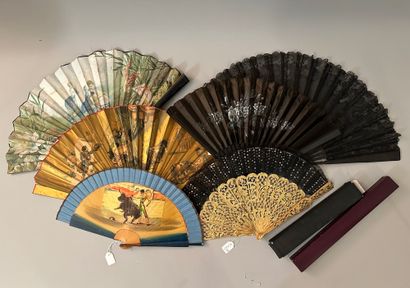 Set of six fans, Europe, late 19th-early...