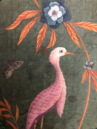 Exotic birds, Europe, 19th century 
Silk...
