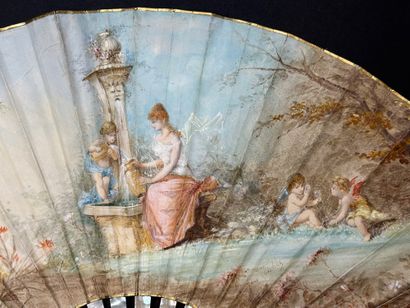 At the fountain, Europe, circa 1890-1900...