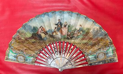 Country rest, France, circa 1840
Folded fan,...