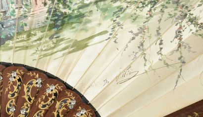 The Kiss, circa 1890 
Folded fan, the cream...