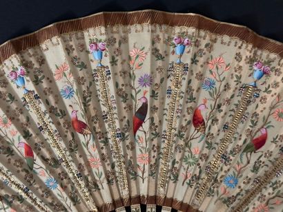 Parrots, France, circa 1900
Folded fan, silk...