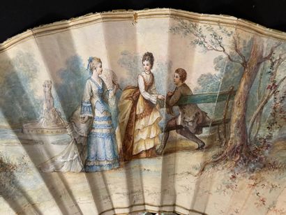 Encounter in the garden, France, circa 1880-1890...