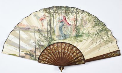 The Kiss, circa 1890 
Folded fan, the cream...