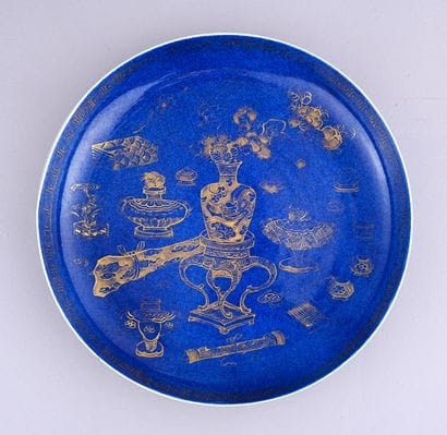 Powder-blue porcelain bowl decorated with...
