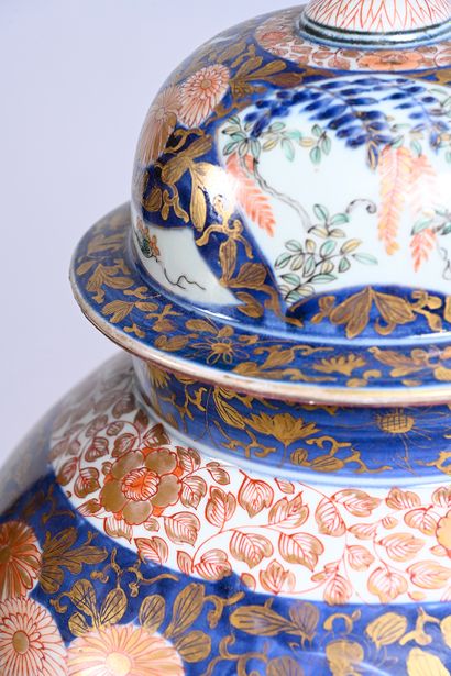 Two very large Imari covered vases forming...