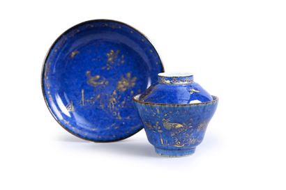 Porcelain covered tea bowl and stand with...