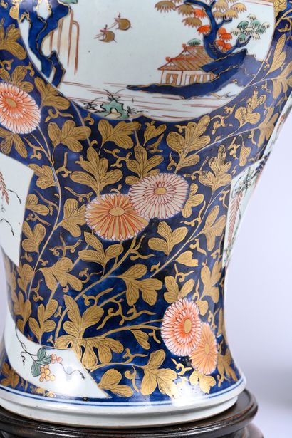 Two very large Imari covered vases forming...