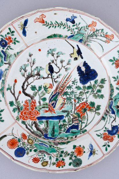 Two porcelain dishes decorated in green family...
