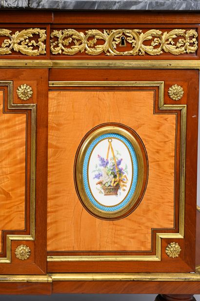 Mahogany and lemon-tree veneered chest of...