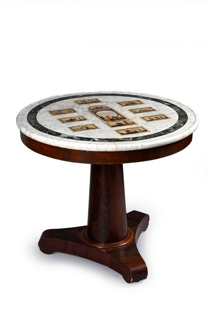 Mahogany and mahogany veneer pedestal table...