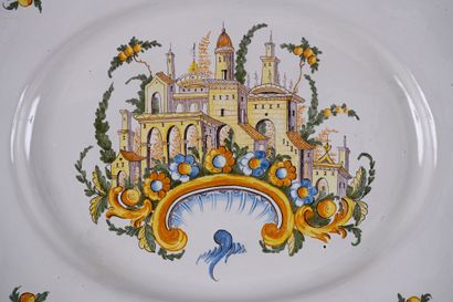 Very large Alcora earthenware dish 
Spain,...