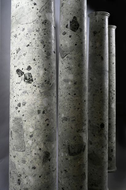 Suite of four columns in antique green marble....